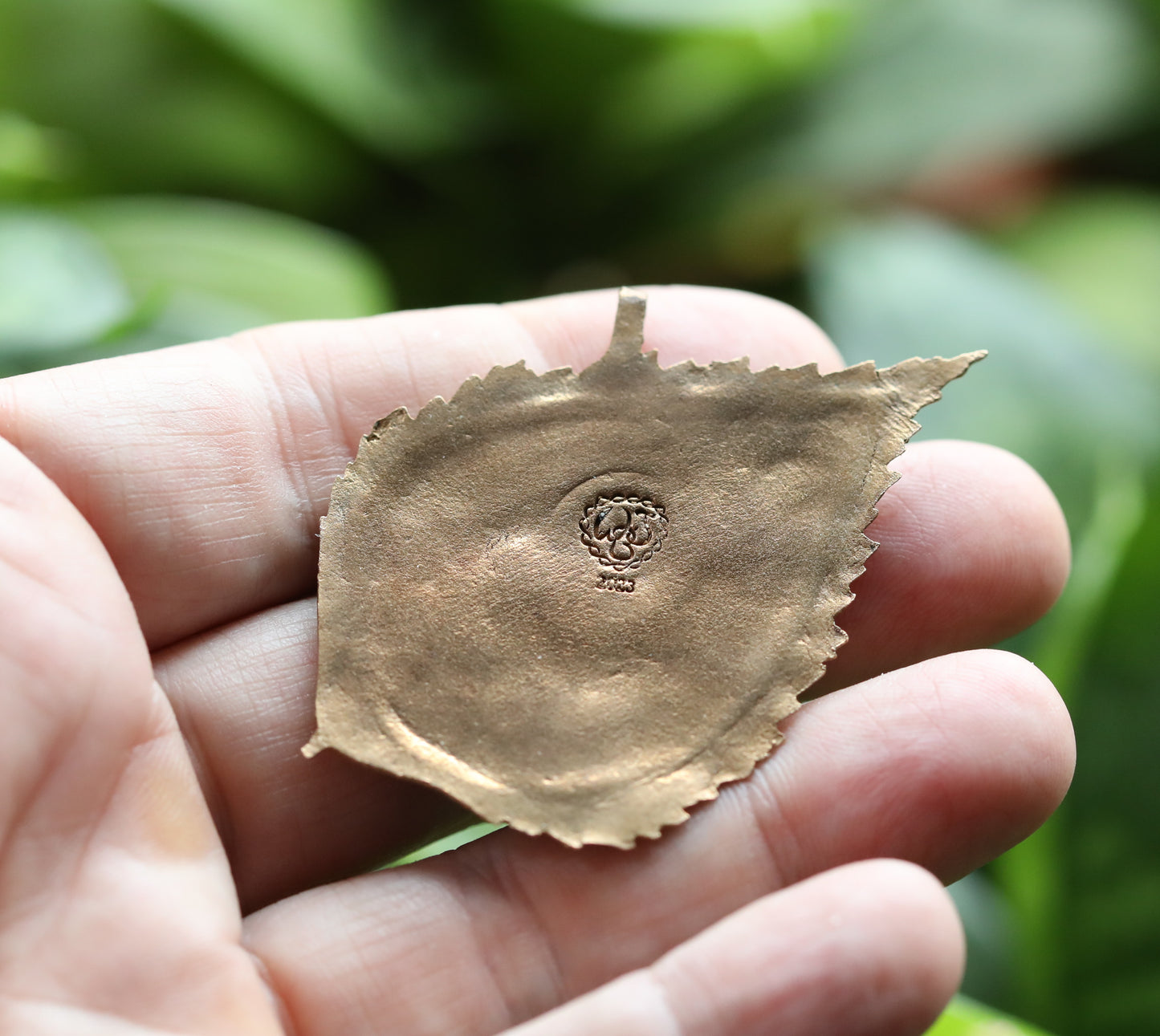 Handmade Birch Leaf pendant with Beautiful Image Featuring a pond