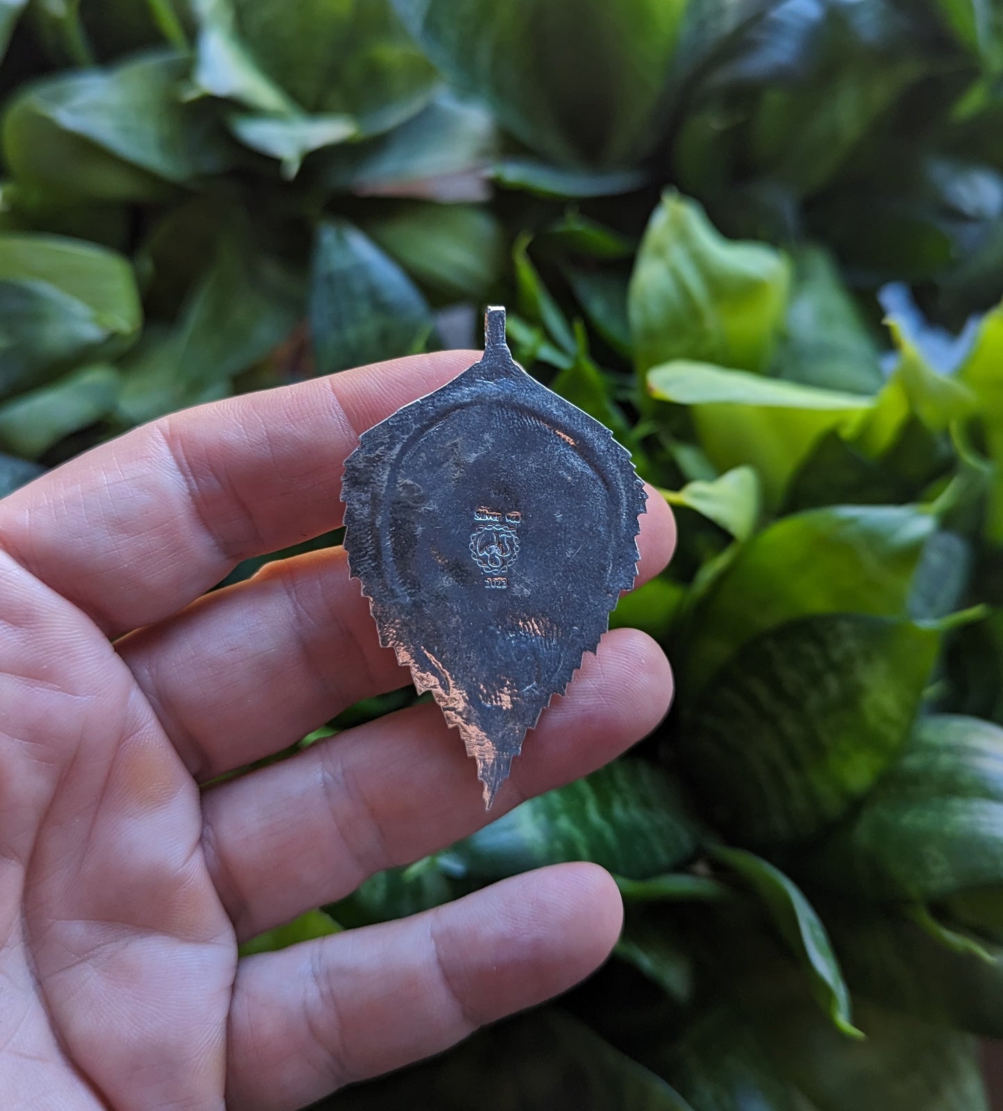 Handmade Birch Leaf pendant with Beautiful Image Featuring the Moon and te Carina Nebula