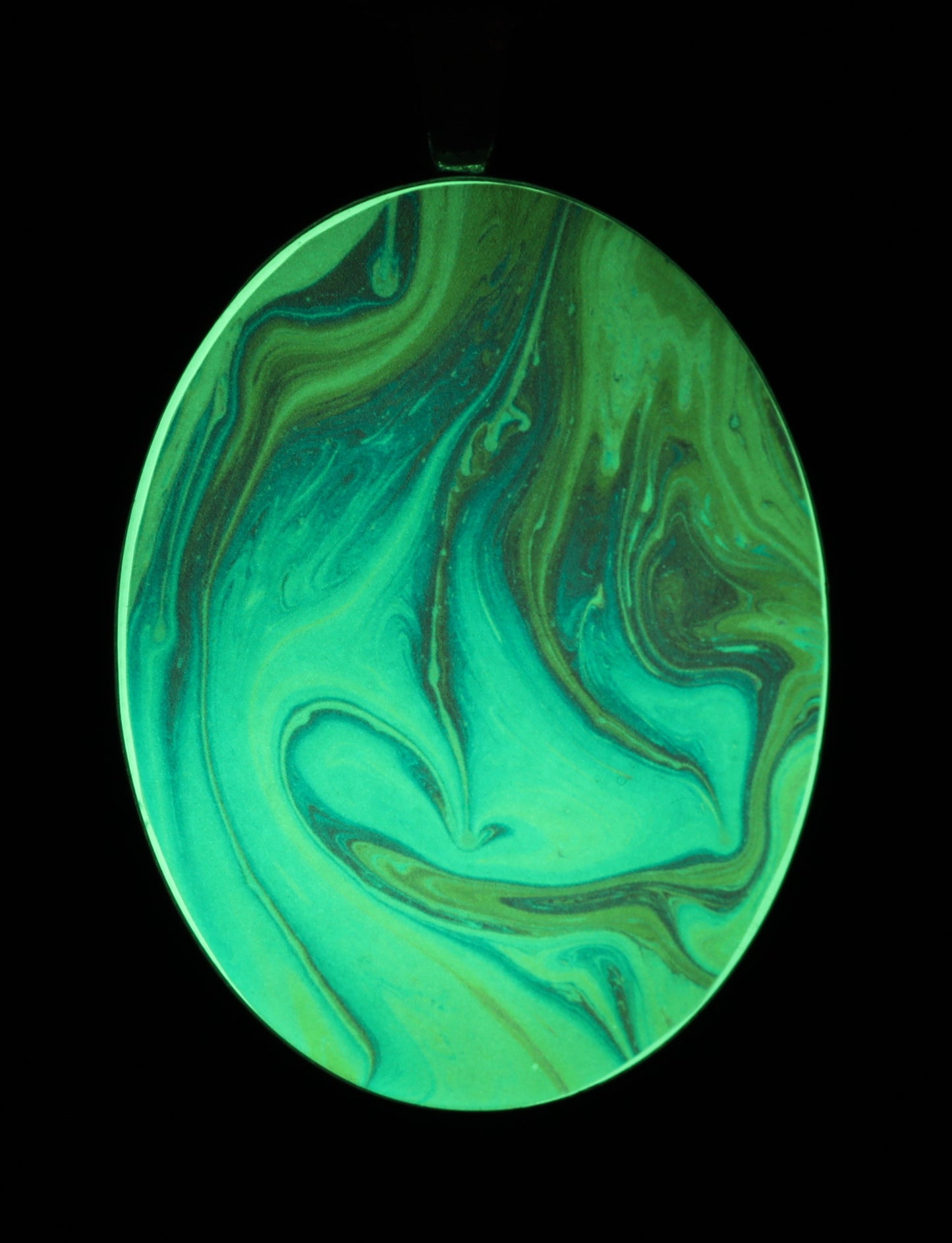 Walking on Clouds  - Glow-in-the-dark pendant with a beautiful abstract soap film pattern