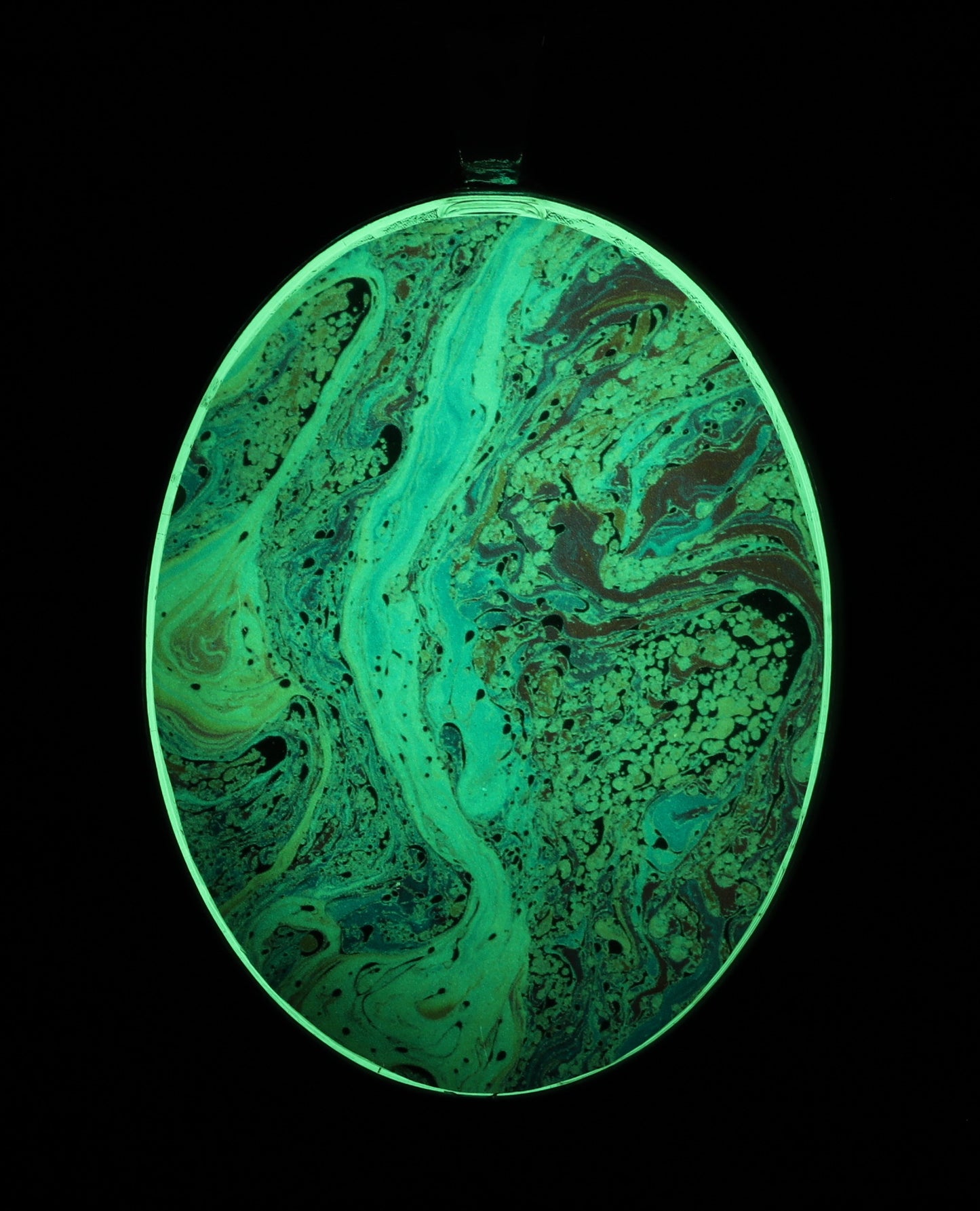 River Running  - Glow-in-the-dark pendant with a beautiful abstract soap film pattern