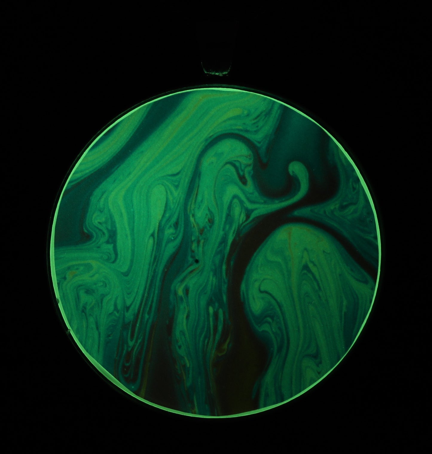 Blue Rage  - Glow-in-the-dark pendant with a beautiful abstract soap film pattern