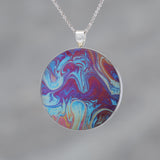Red Wings - Glow-in-the-dark pendant with a beautiful abstract soap film pattern