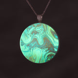 Red Wings - Glow-in-the-dark pendant with a beautiful abstract soap film pattern