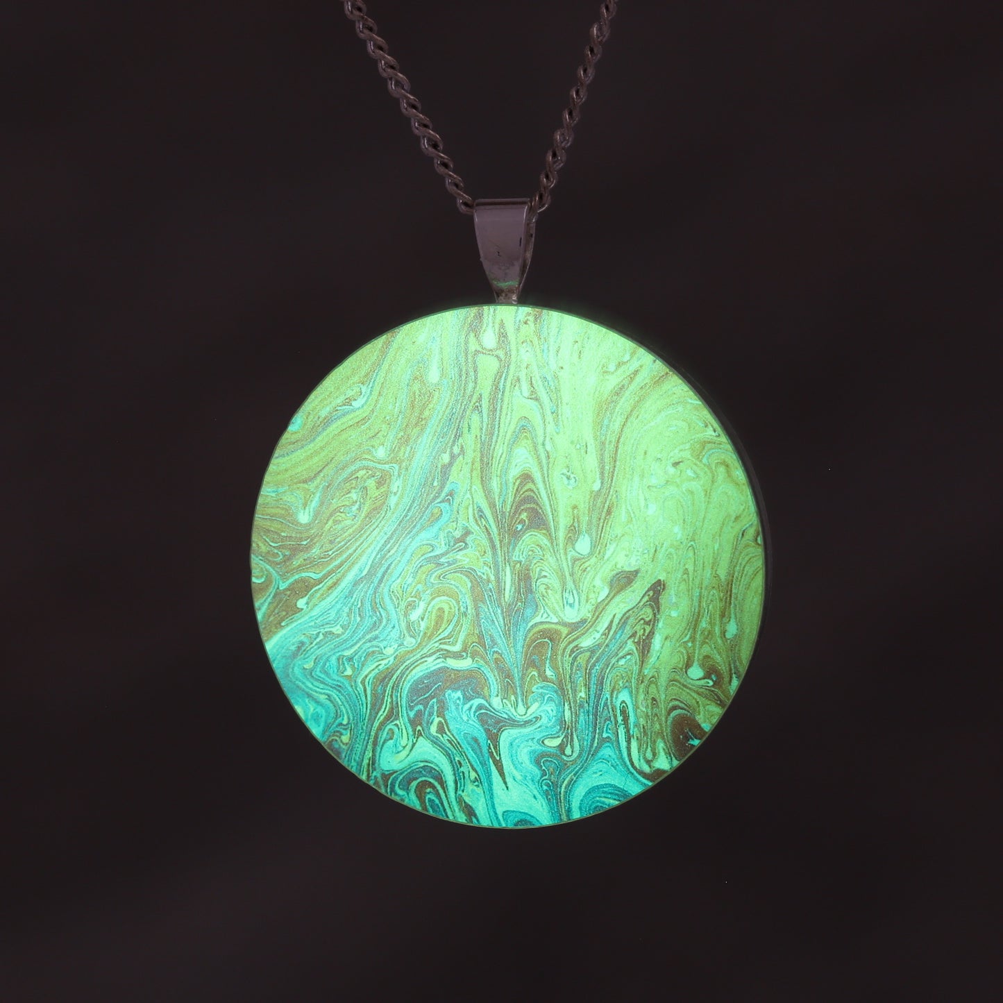 Crimson Rain - Glow-in-the-dark pendant with a beautiful abstract soap film pattern