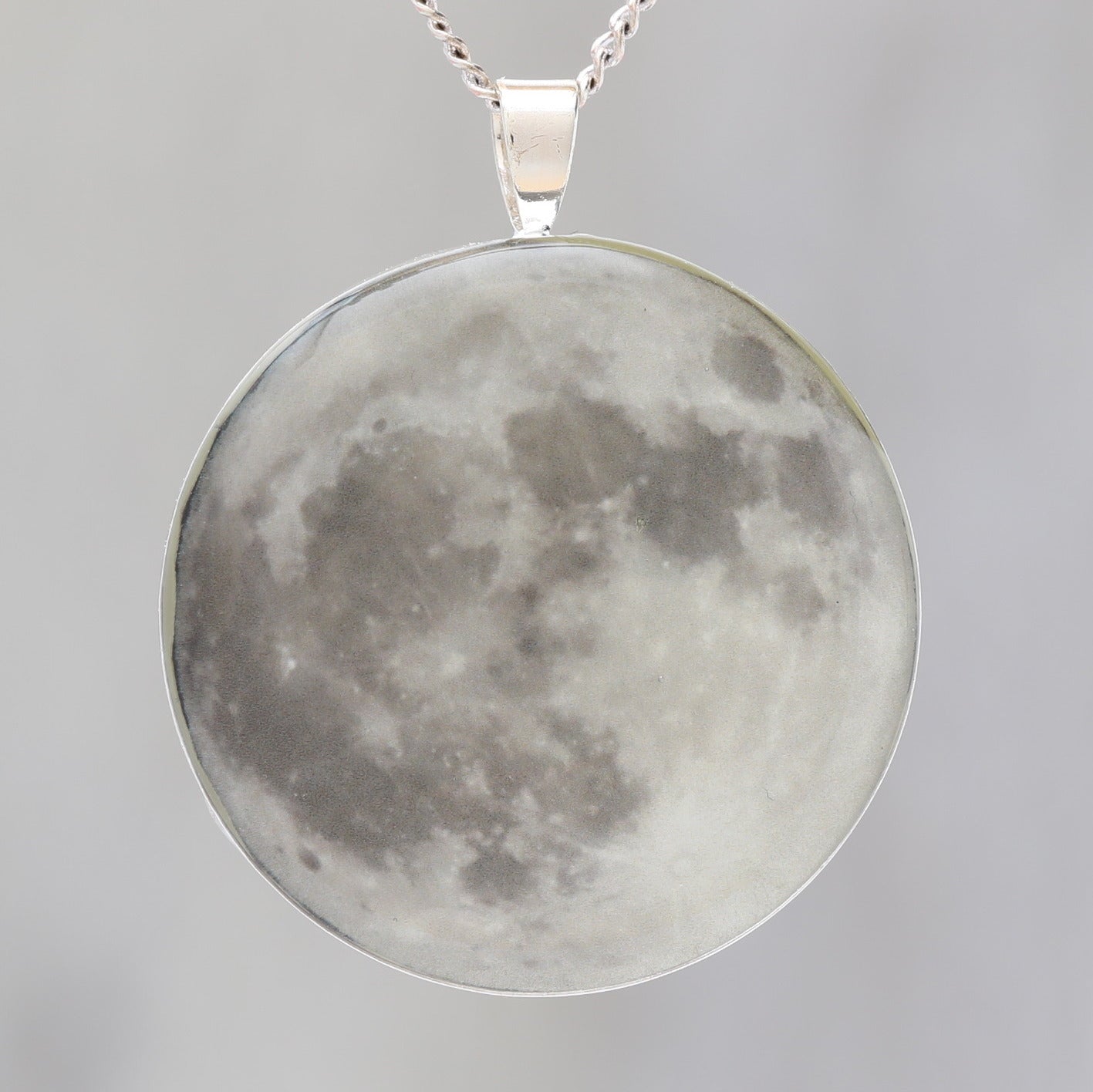 Supermoon!  Silver-plated pendant necklace with a beautiful photograph of the full moon