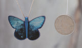 Blue Morpho with Stars - Pendant made with photo of a Butterfly's wing, a Tree and a Galaxy