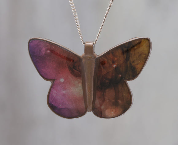 Dancing with Smoke - Galaxy Butterfly Pendant made with a photo of Smoke and the Carina Nebula!