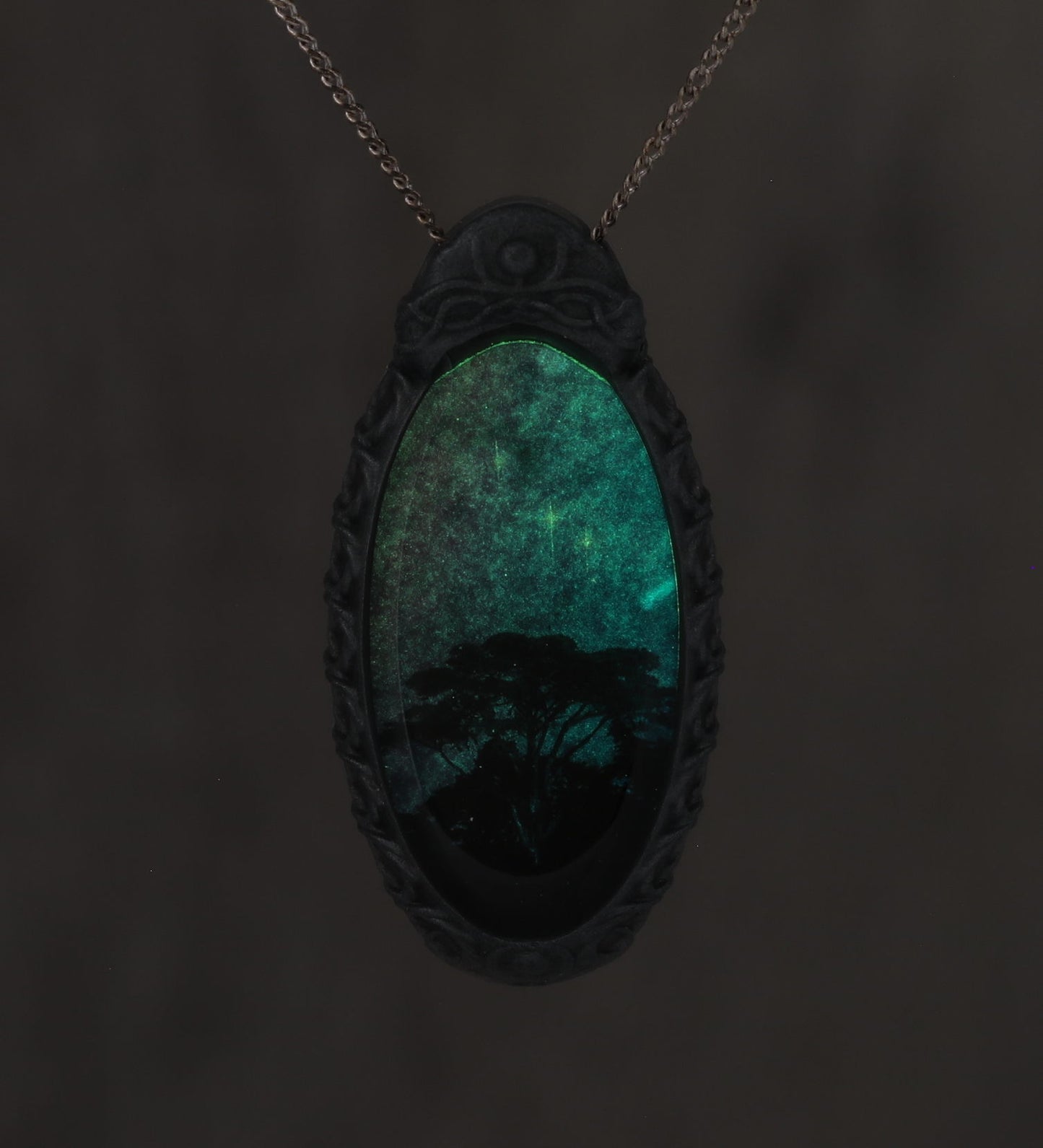 Trees Dreaming - Galaxy Pendant with Celtic Knotwork  made with a photo of a tree and the Carina Nebula!
