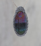 Spirited Pond  - Glow-in-the-dark pendant with a beautiful image of trees in a hand-made bezel